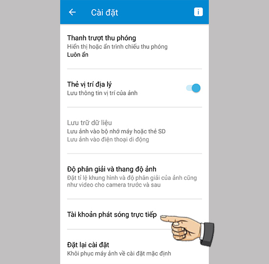 Vào tài khoản phát sóng